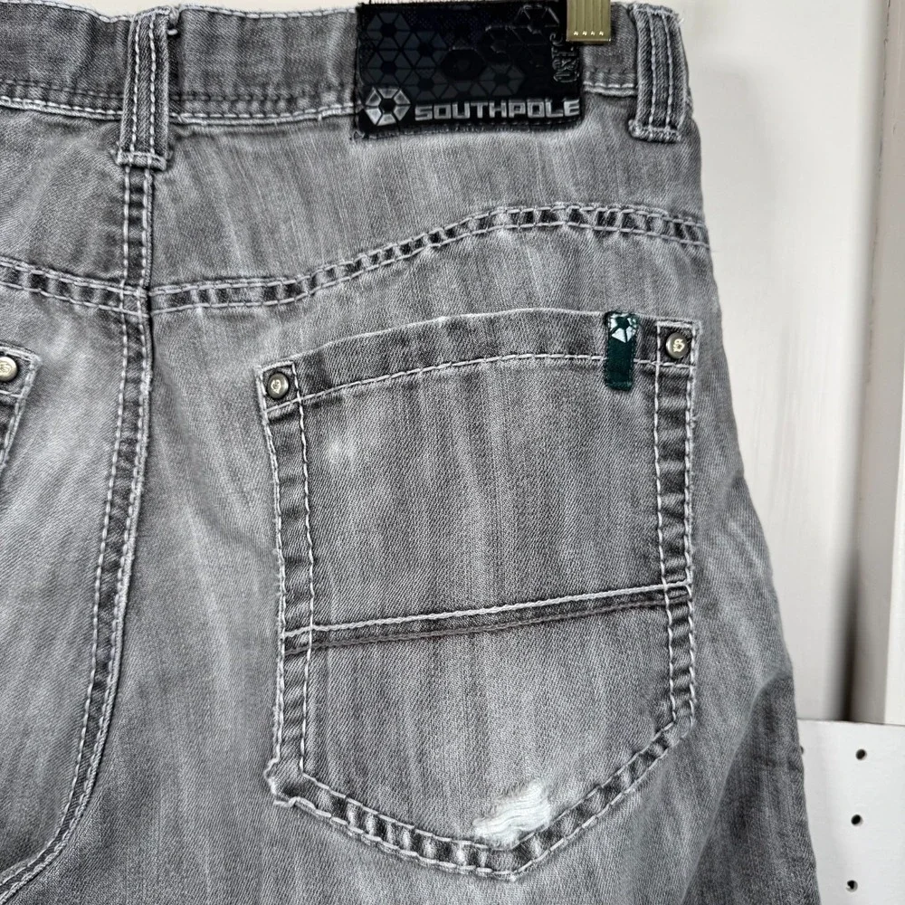 Southpole 5180 Baggy Shorts Men's Gray‎ Denim Mid-Rise Pockets Classic - 32 Y2K
